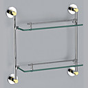 Contemporary Style Chrome Finish zinklegering Wall Mounted Glazen Plank (2 lagen)