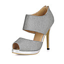 Splendida tessuto Stiletto Sandali con tacco / peep toe con cerniera partito / sera scarpe