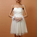 Tull Wrist Length Fingertips Wedding Bridal Gloves With Flowers