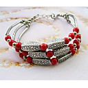 Damen Drei Ebenen Red Balls Silber Armband