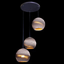 25W Rustic Pendant Light with 3 Lights and Globe Paper Shade
