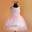 bonito vestido de bola sin mangas de la boda / vestido de noche de la muchacha de flor de raso / tul