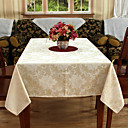 Classic Polyester Cotton Blend Beige Jacquard Floral Table Cloths