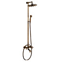 Wall Mount Antique Style Antique Brass Finish Brass Shower Faucets