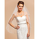 Two-tier Elbow Wedding Veil With Applique Edge