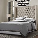 3PCS 100% Linho Cinza sólido com Fringe Brown em Garment Wash Twin / Queen / Tampa rei Duvet Set