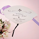 Personalized Pearl Paper Hand Fan - Black Print (Set of 12)