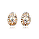 Élégant ovale en or 18 carats plaqué d'alliage de haute qualité et boucles d'oreilles en cristal (plus de couleurs)
