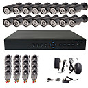 16CH CIF H.264 Standalone DVR con 16 impermeabile telecamera esterna Sony CCD
