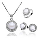 Gorgeous Cuprum With Cubic Zirconia / Pearl Women's Jewelry Set Including Necklace,Earrings,Ring