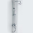 Chrome Finish Contemporary Style Shower Faucets with 24.8 x 18cm Shower Head + Hand Shower