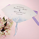 Personalized Pearl Paper Hand Fan - Blue Romance (Set of 12)
