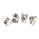 24PCS 3D Tsjechische Diamond Nail Art Tips 100% handgemaakte Toepassing van Gum Luxe Bruid Wit Transparant