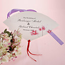 Personalized Pearl Paper Hand Fan - Lovely Flower (Set of 12)