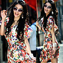 Women's Floral Printed Ruffled Dress (Vest & Dress)