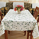 Country Polyester Cotton Blend Jacquard Green Floral Table Cloths
