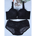 Women's Black Deep V Lace Bra&Panties Set