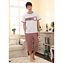 Suave homens Algodão Stripes Wear Salão Redonda