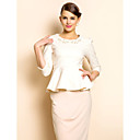 TS Beads Collar Jacquard Peplum Blouse