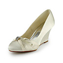Satin Wedge Heel Wedges With Rhinestone Wedding Shoes (More Colors)