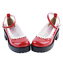 Handmade Preto PU de couro branco da guarnição 5 centímetros do salto alto Sapatos Sweet Lolita