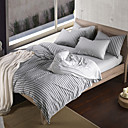 4pcs karen stripe jersey de algodão edredom malha cobertura definida com lençol
