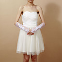 Delicate Net Fingerless Elbow Length Wedding Gloves With Lace