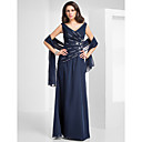 Sheath/Column V-neck Floor-length Chiffon Evening Dress With A Wrap