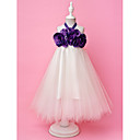 A-line Halter Floor-length Tulle And Taffeta Flower Girl Dress