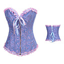 Blue Satin Pink Trim Country Lolita Boned Corset
