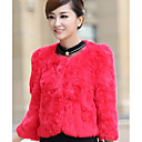 Beautiful 3/4 Sleeve Collarless Rabbit Fur Casual/Party Jacket(More Colors)