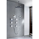 Chrome Finish Contemporary Thermostatic LCD 16 inch Round Showerhead + Handshower
