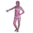 Rosa und weiße Blumen Spandex Zentai Full Body Gemusterte