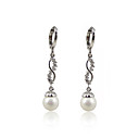Lovely Platinum Plated Cubic Zirconia and Pearl Huggie Earrings