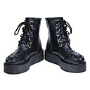 Hecho a mano de cuero PU Negro 5 cm Plataforma Botas Lolita Punk