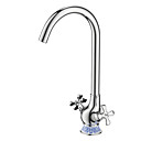 Blue and White Porcelain Chrome Finish Brass Bathroom Sink Faucet with Two handles(Tall)