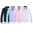 Col de chemise de couleur pleine de T-shirt basique à manches longues pour hommes
