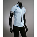 Men's Shirt Collar Stripes Contrast Color Short Sleeve Shirt