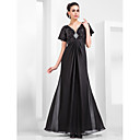 Sheath/Column V-neck Floor-length Sequined And Chiffon Evening Dress