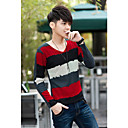 Men 's Stripes V Neck Long Sleeve T-Shirt