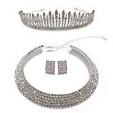 Gorgeous Alloy With Clear Rhinestones Silver Jewelry Set Including Necklace, Earrings And Tiara