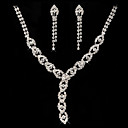 belle tchèque en alliage chromé de noces strass mis bijoux, y compris le collier et boucles d'oreilles