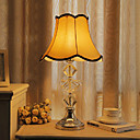 40W Classic Table Light with Crystal Lamp Pole and Elegant Fabric Shade