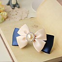 Women's Elegant Pearl Handmade Blue Mix White Bow Hair Clip
