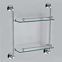 Contemporary Style chroom messing Wall Mounted Glazen Plank (2 lagen, rechthoek)