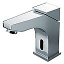 Contemporary Style Chrome Finish Deck Mounted Sensor Brass Bathroom Sink Faucets
