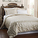 5pcs beige jacquard housse de couette en coton nuage