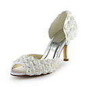 Gorgeous Satin Stiletto Heel Peep Toe With Flowers Wedding Shoes (More Colors)