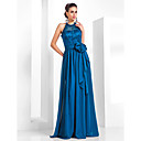 Sheath/Column Halter Floor-length Chiffon And Lace Evening Dress