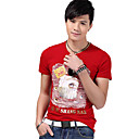 Slim rond en coton T-shirt imprimé à manches courtes pour homme